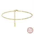 Cavigliera minimalista da 1,2mm in argento S925 dorato 18K con chiusura a moschettone - 22+5cm / Argento 925 / Oro