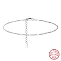 Dettaglio della cavigliera in argento S925 con dischi da 1,2 mm e chiusura a moschettone - 22+5cm / Argento 925 / Argento