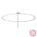 Detailed macro view of S925 sterling silver chain with lobster clasp and oval stamp tag - 925 Silver / Silver
