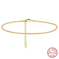 Classic S925 sterling silver rope chain anklet in gold finish with lobster clasp - 925 Silver / Gold