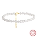 Baroque natural pearl anklet with gold S925 sterling silver lobster clasp and extension chain - 925 Silver / Gold