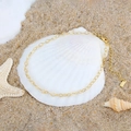 Tobillera de plata de ley S925 dorada con cadena de rombos sobre caracola de playa - 22+5cm / Dorado