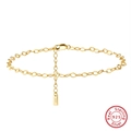 Minimalist gold S925 sterling silver anklet with geometric rhombus chain links - SA44-14K / 925 Silver