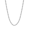 Polished silver stainless steel necklace featuring textured oval link chain design - Oval Textured Etched Chain (STCC01-P) / Steel