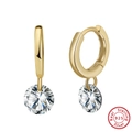 Classic S925 sterling silver hoop earrings with brilliant-cut round zircon stones - 14K Gold