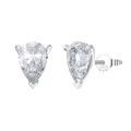 S925 sterling silver stud earrings with pear-shaped 8A zircon in a 3-prong setting - Pear Cut Stud Earrings / 1 Carat (5*8mm) / White Gold