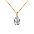 Elegant 18K gold plated S925 silver necklace with pear-cut white zircon pendant - Pear Shape Pendant Necklace / 5x8mm (1 Carat) / 14K Gold