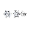 Minimalist S925 sterling silver six-prong round zircon stud earrings set in white background - Round Cut Stud Earrings / 4 Carats (10mm) / White Gold