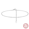 Tobillera de plata de ley S925 con cuentas de arroz y cadena de extensión ajustable - Plateado