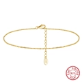 Minimalistisches S925 Sterlingsilber Fußkettchen mit runden Perlen und verstellbarer Kette - 14K Gold