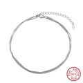 Tobillera de tres capas en plata de ley S925 con cadena de serpiente ajustable - Oro Blanco