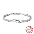 Bracelet tennis classique en argent sterling S925 avec zircons cubiques brillants - Or Blanc Électro (Strass) / 16.5cm