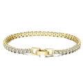 Bracelet tennis classique en argent 925 doré serti de pierres de zircone brillantes - Or 14K Électro (Strass) / 16.5cm
