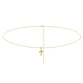 Halskette aus S925 Sterlingsilber mit Kreuzanhänger und verstellbarer Goldkette - Gold