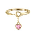 Eleganter S925 Sterlingsilber Herzring mit rosa Zirkonia und Vergoldung im Design - 14K Vergoldet