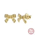 Elegante goldene Schleifen-Ohrringe aus S925 Sterlingsilber mit feinem Metallic-Finish - Ca. 1.25g / 14K Gold