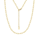 Collar minimalista de plata de ley S925 dorada con cadena de eslabones y cierre de mosquetón - 35.5+5cm / Oro de 14K
