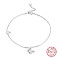 Elegant 925 sterling silver butterfly anklet with adjustable heart charm and lobster clasp - Sa63-p / 925 Silver