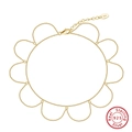 Golden S925 sterling silver anklet featuring a delicate scalloped wave chain design - SA71-14K / 925 Silver