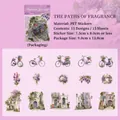 Pack de pegatinas de PET florales con flores vintage y motivos de bicicleta, 15 uds - Bicicleta Floral