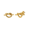 Polished 18K gold plated stainless steel stud earrings in minimalist knot design - Knot Shape Style (STKE07) / Gold