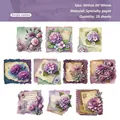 Autocollants vintage en papier spécial avec fleurs violettes pour scrapbooking créatif - Flocons Violets
