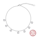 S925 sterling silver anklet featuring seven handcrafted textured circular charms and lobster clasp - SA75-P / 925 Silver