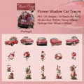 Floral PET sticker pack featuring vintage red car and garden signs for DIY journaling - Vintage Car