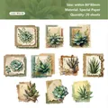 Autocollants botaniques rétro avec succulentes et plantes vertes pour scrapbooking - Mots de Feuilles
