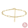 Classic 925 sterling silver paperclip link chain bracelet in elegant golden finish - SA82-14K / 925 Silver