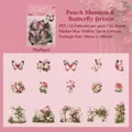 Set di 15 adesivi in PET con fiori e farfalle rosa serie Sogno di Pesca per scrapbooking - Farfalla Pesca