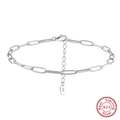 Flat oval link S925 sterling silver chain anklet with lobster clasp and tag - SA82-P / 925 Silver