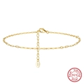 Adjustable S925 sterling silver gold plated anklet with lobster clasp and extender - SA83-14K / 925 Silver