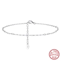 Adjustable S925 sterling silver chain anklet with lobster clasp and extension link - SA83-P / 925 Silver