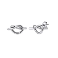 Polished silver knot stud earrings in stainless steel with a minimalist finish - Minimalist Knot Stud Earrings (STKE07) / Steel