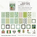 Garden Post Green Floral vintage scrapbook kit with 45 pieces of textured stickers - Green Bushes Floral