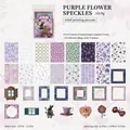 Purple floral vintage scrapbooking kit with embossed cards and rabbit motif stickers - Purple Flower Bits