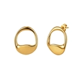 Minimalist gold-plated stainless steel earrings with organic hollow teardrop shape - Irregular Organic Hoop Studs (STKE08) / Gold