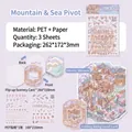 Shanhai Lingshu DIY paper scenery stickers set with PET transparent garden decals - Mountains and Seas / 3 Sheets