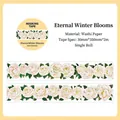 Floral washi tape with white camellia and green leaves for DIY scrapbooking decor - Winter Camellia