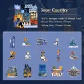 Winter wonderland themed PET stickers for journals featuring snowmen and cozy cabins - Snowy Homeland