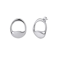 Polished silver irregular oval hollow stud earrings in minimalist organic style - Irregular Organic Hoop Studs (STKE08) / Steel