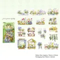 Garden themed clear PET stickers set with green plants and floral designs for journaling - Greenery Garden
