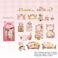 Pink vintage home PET stickers with sofa and bathtub motifs for scrapbooking, 15 pieces - Pink Cozy Home