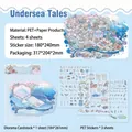 Underwater fantasy theme sticker set with PET stickers and oceanic castle backdrop card - Undersea Story