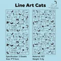 Cute black and white PET cat stickers in 2-sheet set for journal decoration - 2 Sheets / Line Cat