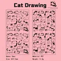 Cute pink PET cat stickers set of 2 sheets for DIY journals and water bottles 9x17.5cm - 2 Sheets / Cat Painting