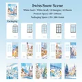Stationery scrapbooking set thema Zwitsers sneeuwlandschap met vensterkaarten - Zwitserse Sneeuwscène