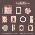 Adesivi decorativi bordo pizzo per scrapbooking in carta kraft bianca cremisi, 20 pezzi - Bordo Scarlatto