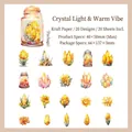 20pcs vintage crystal flower stickers set in white kraft paper for DIY journaling - Warm Crystal Light / Pack of 20